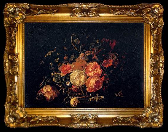 framed  Rachel Ruysch Basket of Flowers, ta009-2